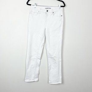 Lands' End Woman's Sz 4 Mid Rise True Straight Jeans in White‎ Preppy Summer
